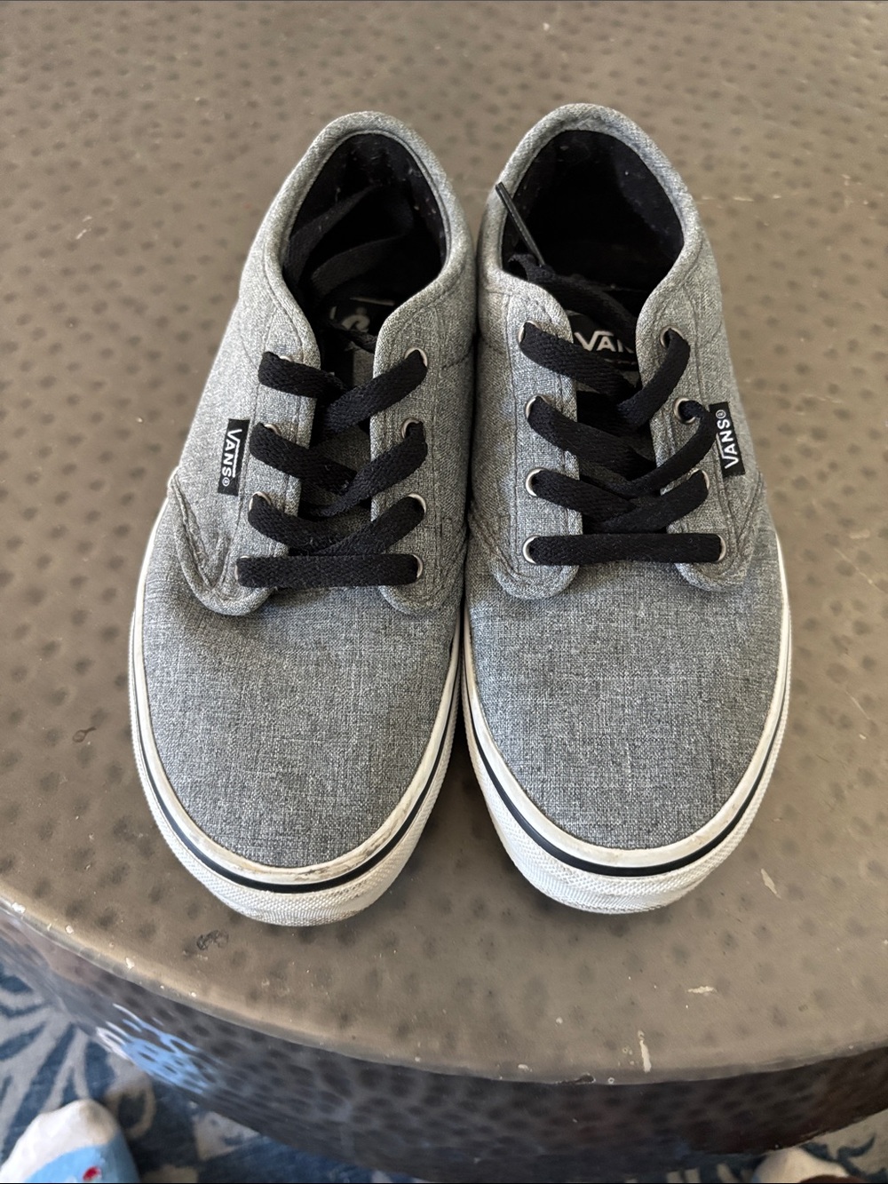 Vans Kids Gray Canvas Low-Top Sneakers with Black Laces